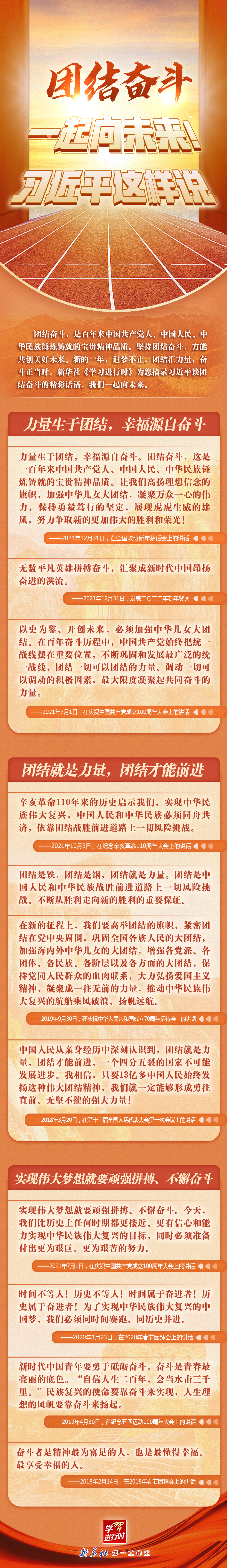 學(xué)習(xí)進(jìn)行時丨團(tuán)結(jié)奮斗，一起向未來！習(xí)近平這樣說