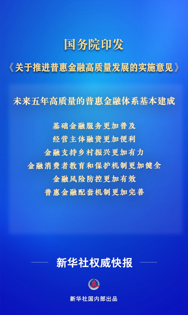 新聞分析：我國明確普惠金融高質(zhì)量發(fā)展目標 推動重點領(lǐng)域信貸服務(wù)提質(zhì)增效